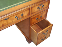 Green yew pedestal desk detail